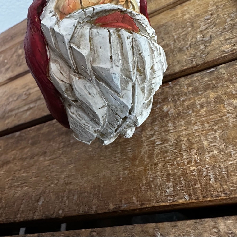 Vintage Hand Carved‎ And Painted Resin Santa Father Christmas Tree Ornament - Picture 5 of 5